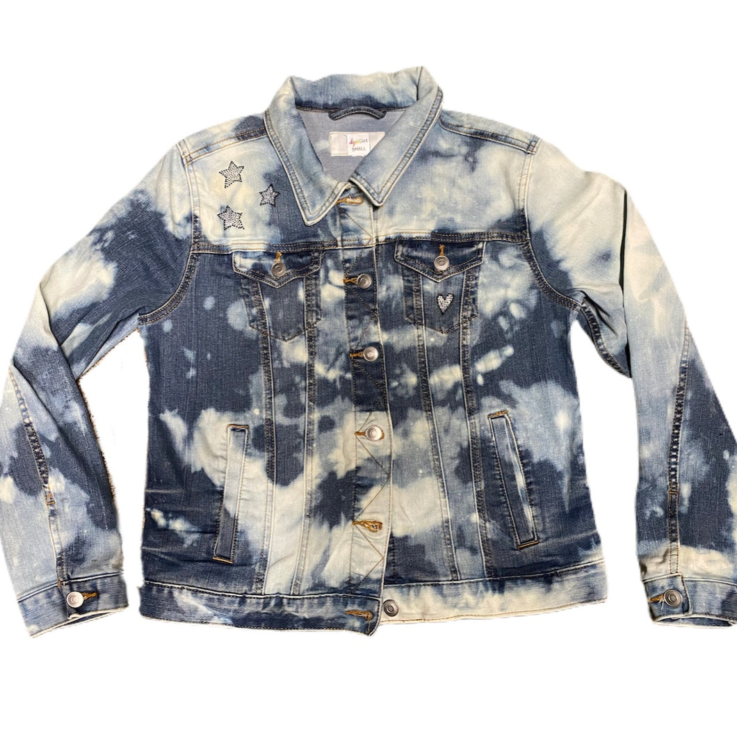 After Dark Bleached Out Denim Jacket Stars and Butterfly