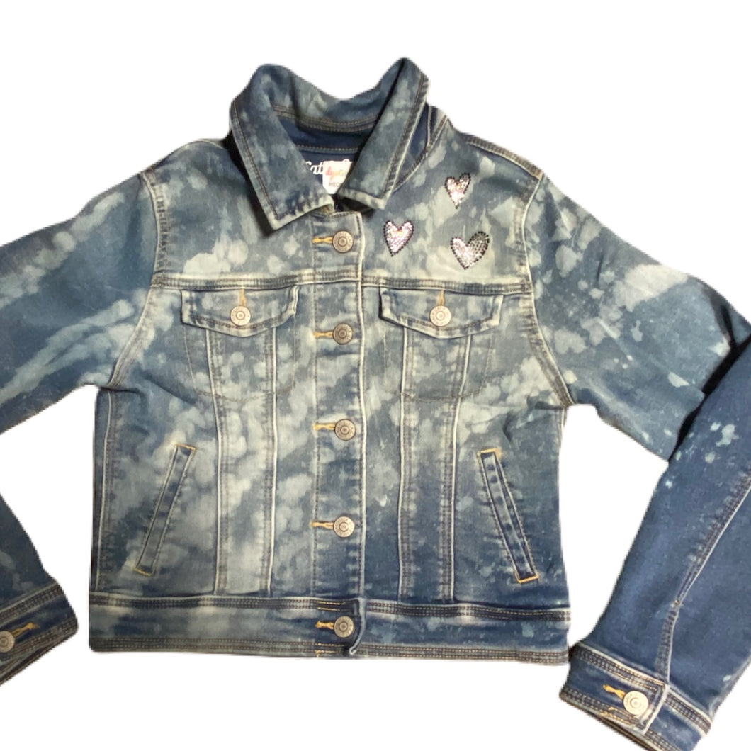 After Dark Bleached Out Youth Denim Jacket - Hearts and Butterfly