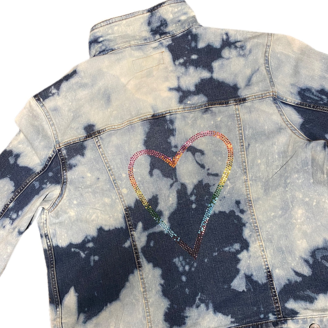 After Dark Bleached Out Denim Jacket - Stars and Heart
